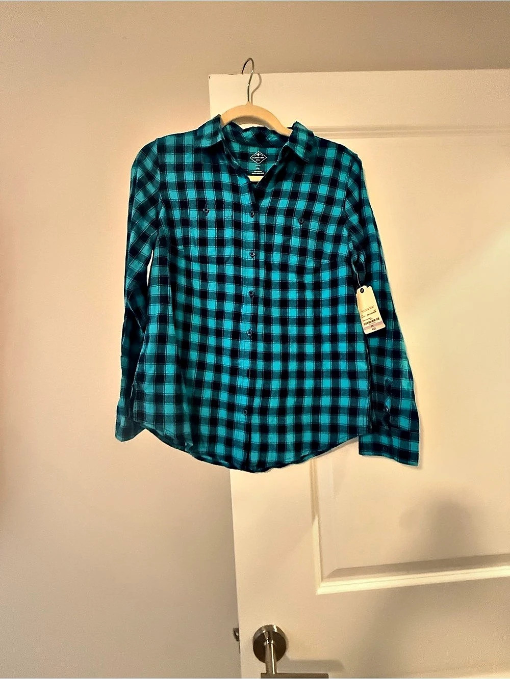 St. John'Small Bay Plaid Flannel Shirt Blue & Green Size Small